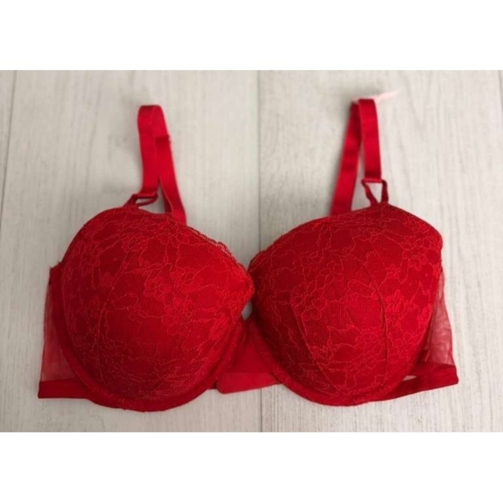 NWT Victoria's Secret Lined Demi Bra Sz 38D Red Lace
